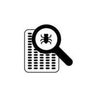 Bug under magnifying glass in document vector icon illustration