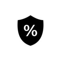 shield, percent sign vector icon illustration