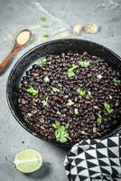 Cooked black beans photo