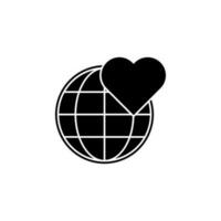 Globe with heart vector icon illustration