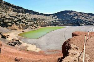 Landscape in Lanzarote Tropical Volcanic Canary Islands Spain photo