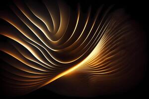 abstract golden waves on a dark background. photo