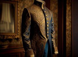 men costume of the 18th century in a historical interior. photo