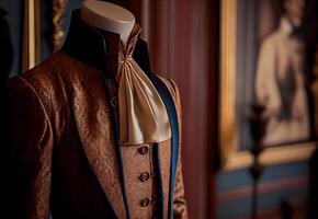 hombres disfraz de el 18 siglo en un histórico interior. ai generado foto