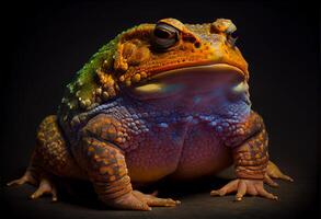 a big toad lives in a swamp. evening time. photo