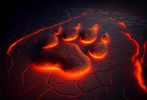 animal paw print on hot lava. photo