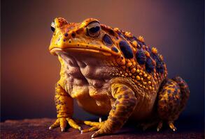 a big toad lives in a swamp. evening time. photo