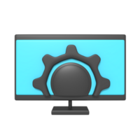 icon gear on monitor screen of rendering 3d png