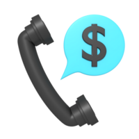 Business icon call earning of rendering 3d png