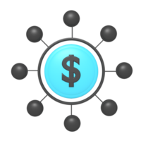 icon dollar network of rendering 3d png