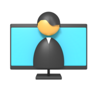 icono perfil en monitor pantalla de 3d representación png