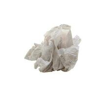 Single screwed or crumpled tissue paper or napkin in strange shape after use in toilet or restroom isolated on white background with clipping path photo