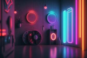 realistic neon light background. photo