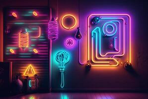 realistic neon light background. photo