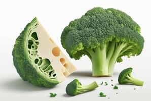 Broccoli, raw and fresh isolated white background. photo