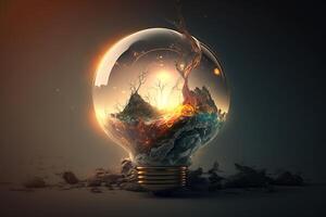 dry tree with sunshine in a ball, photo