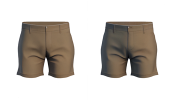 Khaki Shorts 3d render, Front and back, copy space, png