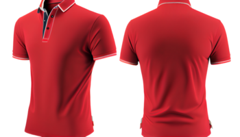 Polo shirt short Sleeve print mockup, 3d render, Front and back, copy space, png