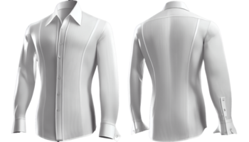 Spread Collar Dress Shirt print mockup, 3d render, Front and back, copy space, png