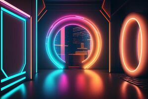 realistic neon light background. photo