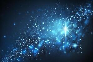 Abstract silver background with white particles and stars. Round bokeh or glitter lights. photo