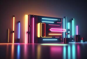 realistic neon light background. photo