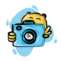 bleu mignonne caméra icône illustration png