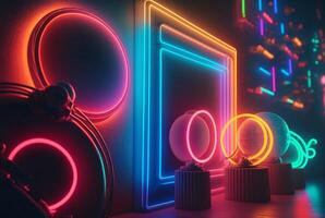 realistic neon light background. photo