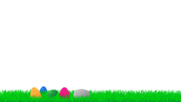 Colorful Easter eggs with garden grass png