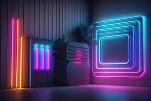 realistic neon light background. photo