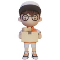 3d cute character delivery man png