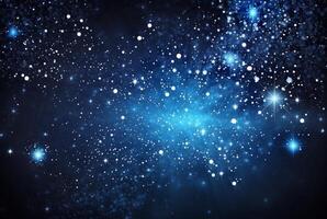 Abstract silver background with white particles and stars. Round bokeh or glitter lights. photo