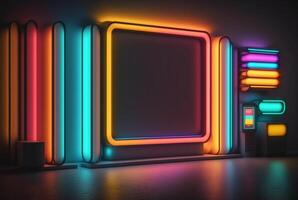 realistic neon light background. photo