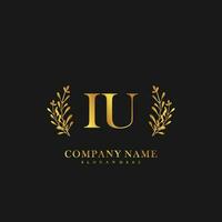 IU Initial beauty floral logo template vector