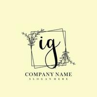 IG Initial beauty floral logo template vector