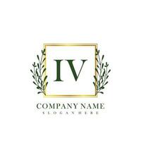 IV Initial beauty floral logo template vector