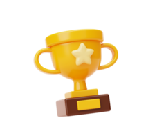 Trophy cup winner success champion icon sign or symbol 3d illustration png