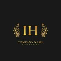 IH Initial beauty floral logo template vector