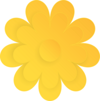 Yellow flower, Element of floral paper cut. Paper cut of flower shape. Icon of valentine day, gift, ornament, love and spring symbol. Illustration of floral. png