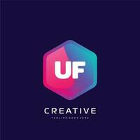 UF initial logo With Colorful template vector