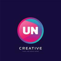 UN initial logo With Colorful template vector