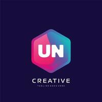 UN initial logo With Colorful template vector