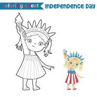 Coloring activity for children. 4th of July coloring page for kindergarten and preschool children. Educational printable coloring worksheet. Vector file.