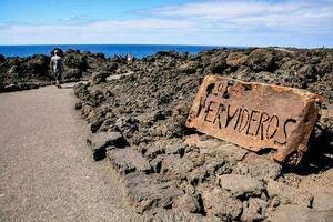 Landscape in Lanzarote Tropical Volcanic Canary Islands Spain photo