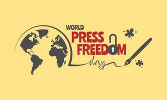 World Press Freedom Day greeting with a globe and handwritten text from a pen vector