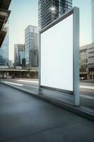 Futuristic City Billboard Create a Blank Canvas for Your Next Advertising Campaign photo