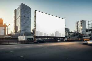 Futuristic City Billboard Create a Blank Canvas for Your Next Advertising Campaign photo