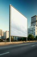 futurista ciudad cartelera crear un blanco lona para tu siguiente publicidad Campaña foto