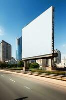 Futuristic City Billboard Create a Blank Canvas for Your Next Advertising Campaign photo