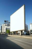 futurista ciudad cartelera crear un blanco lona para tu siguiente publicidad Campaña foto